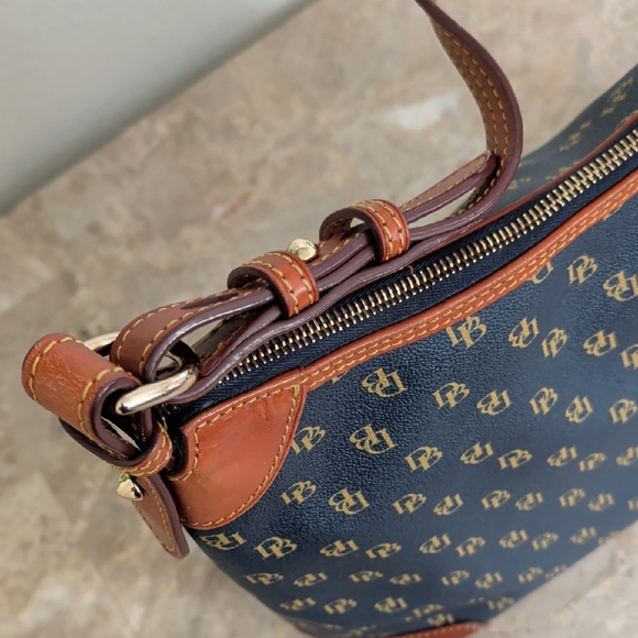 Dooney & Bourke Dark Blue and Brown Leather Shoulder Bag - Picture 10 of 15